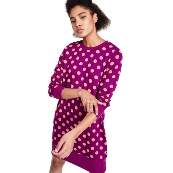 Victor Glemaud x Target Polka Dot Long Sleeve Tunic Dress Purple Large - Picture 2 of 6
